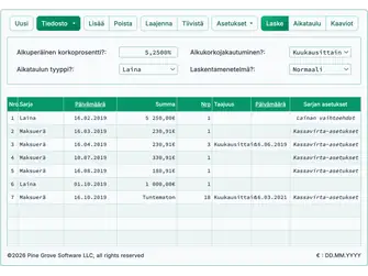 Screenshot of the loan payoff calculator interface