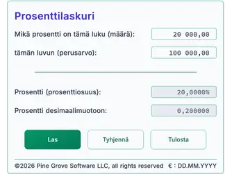 Screenshot of the percentage calculators interface