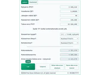 Screenshot of the time value of money calculator interface