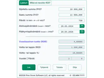 Screenshot of the ROI calculator interface