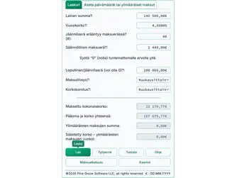 Screenshot of the balloon payment calculator interface