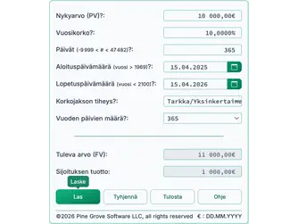 Screenshot of the future value calculator interface