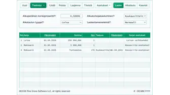 Kuvakaappaus Ultimate Financial Calculator -käyttöliittymästä