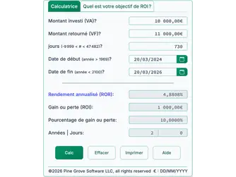 Screenshot of the ROI calculator interface