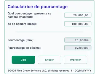 Screenshot of the percentage calculators interface