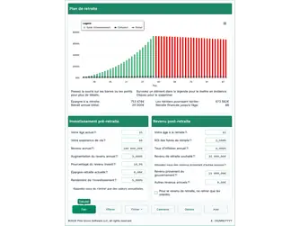 Screenshot of the retirement calculator interface