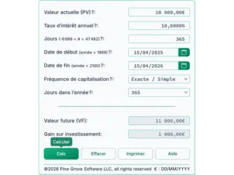 Screenshot of the future value calculator interface