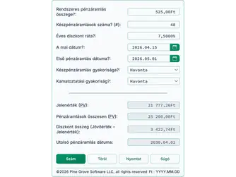 Screenshot of the present value of an annuity calculator interface