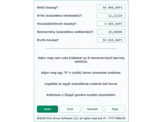 Screenshot of the markup and discount calculator interface
