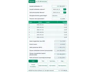 Screenshot of the IRR calculator interface