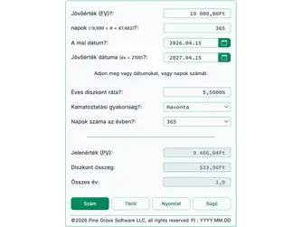 Screenshot of the present value calculator interface