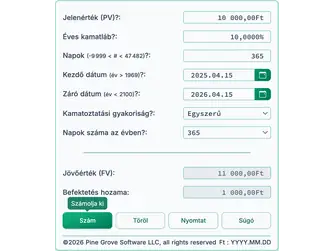 Screenshot of the future value calculator interface