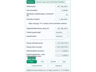 Screenshot of the balloon payment calculator interface