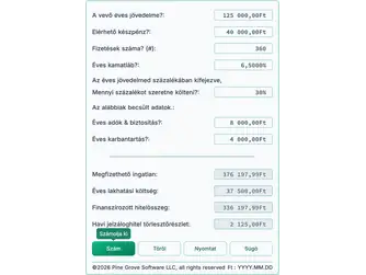 Screenshot of the affordable house calculator interface