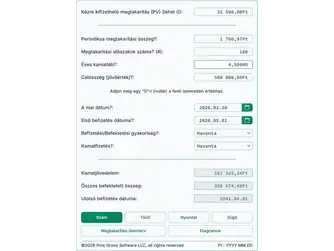 Screenshot of the savings calculator interface