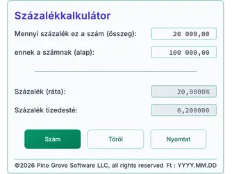 Screenshot of the percentage calculators interface