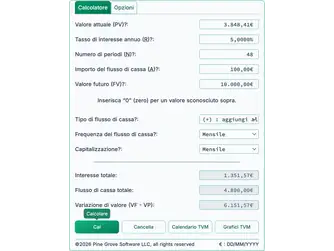Screenshot of the time value of money calculator interface