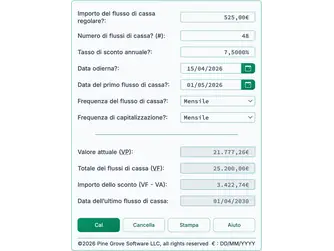 Screenshot of the present value of an annuity calculator interface