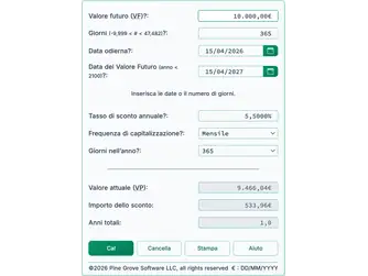 Screenshot of the present value calculator interface