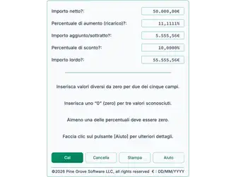 Screenshot of the markup and discount calculator interface