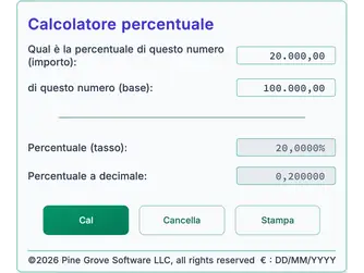 Screenshot of the percentage calculators interface