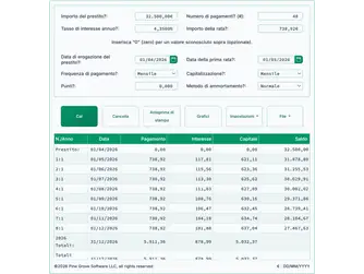 Screenshot of the amortization schedule calculator interface
