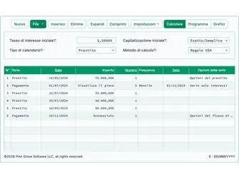 Screenshot of the construction loan calculator interface