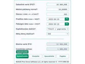 Screenshot of the future value calculator interface