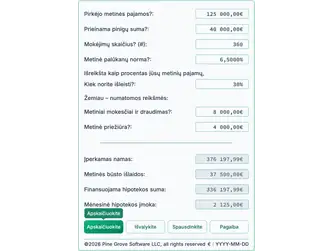 Screenshot of the affordable house calculator interface