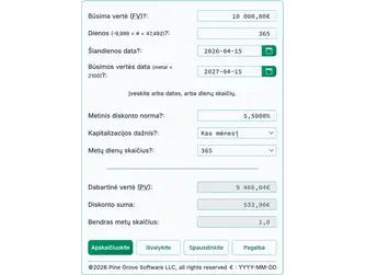 Screenshot of the present value calculator interface