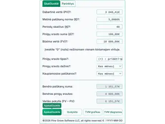 Screenshot of the time value of money calculator interface