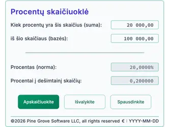 Screenshot of the percentage calculators interface