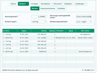 Screenshot of the construction loan calculator interface