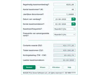 Screenshot of the present value of an annuity calculator interface