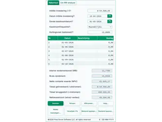 Screenshot of the IRR calculator interface