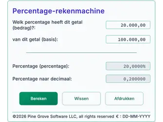 Screenshot of the percentage calculators interface