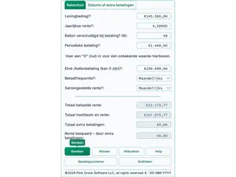 Screenshot of the balloon payment calculator interface