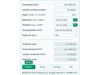 Screenshot of the interest calculator interface