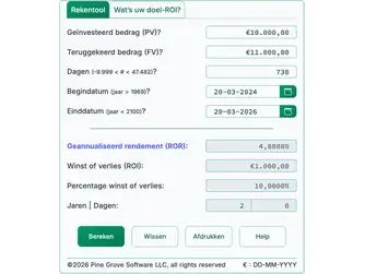 Screenshot of the ROI calculator interface