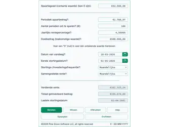 Screenshot of the savings calculator interface