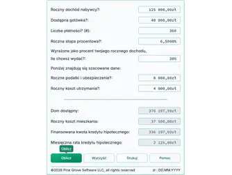 Screenshot of the affordable house calculator interface
