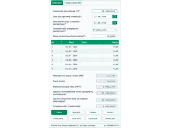 Screenshot of the IRR calculator interface