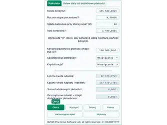 Screenshot of the balloon payment calculator interface