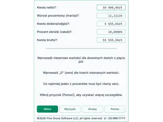 Screenshot of the markup and discount calculator interface
