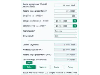 Screenshot of the interest calculator interface
