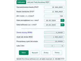 Screenshot of the ROI calculator interface