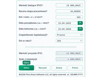 Screenshot of the future value calculator interface