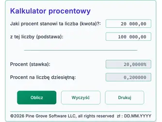 Screenshot of the percentage calculators interface