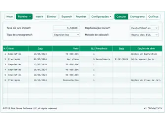 Screenshot of the construction loan calculator interface