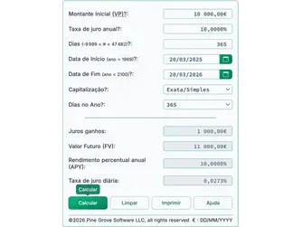 Screenshot of the interest calculator interface